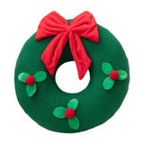 Christmas Couch Pillow Novelty Sitting Pillow for Festival Living Room Indoor 35x35 cm Green Wreath