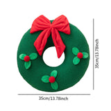 Christmas Couch Pillow Novelty Sitting Pillow for Festival Living Room Indoor 35x35 cm Green Wreath