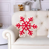 Christmas Couch Pillow Novelty Sitting Pillow for Festival Living Room Indoor 42x42 cm Red White Snowflake