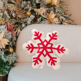 Christmas Couch Pillow Novelty Sitting Pillow for Festival Living Room Indoor 42x42 cm Red White Snowflake