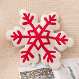 Christmas Couch Pillow Novelty Sitting Pillow for Festival Living Room Indoor 42x42 cm Red White Snowflake