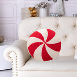 Christmas Couch Pillow Novelty Sitting Pillow for Festival Living Room Indoor 35x35 cm Red White Round