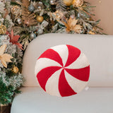 Christmas Couch Pillow Novelty Sitting Pillow for Festival Living Room Indoor 35x35 cm Red White Round