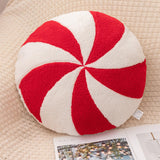 Christmas Couch Pillow Novelty Sitting Pillow for Festival Living Room Indoor 35x35 cm Red White Round