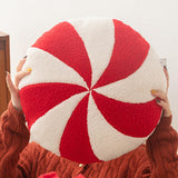 Christmas Couch Pillow Novelty Sitting Pillow for Festival Living Room Indoor 40x40 cm Red White Round