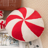 Christmas Couch Pillow Novelty Sitting Pillow for Festival Living Room Indoor 40x40 cm Red White Round