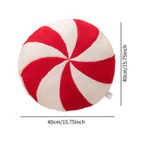 Christmas Couch Pillow Novelty Sitting Pillow for Festival Living Room Indoor 40x40 cm Red White Round