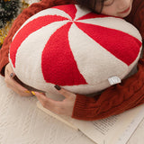 Christmas Couch Pillow Novelty Sitting Pillow for Festival Living Room Indoor 40x40 cm Red White Round