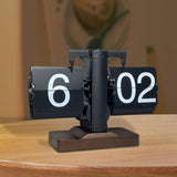 Auto Flip Desk Clock Bedroom Flip Digital Clock Cafe Modern Table Flip Clock Black