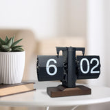 Auto Flip Desk Clock Bedroom Flip Digital Clock Cafe Modern Table Flip Clock Black