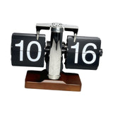 Auto Flip Desk Clock Bedroom Flip Digital Clock Cafe Modern Table Flip Clock Argent