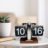 Auto Flip Desk Clock Bedroom Flip Digital Clock Cafe Modern Table Flip Clock Argent