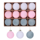 12x Christmas Tree Ball Ornaments Xmas Small Pendants for Decor Wedding Home White pink  gray