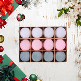 12x Christmas Tree Ball Ornaments Xmas Small Pendants for Decor Wedding Home White pink  gray