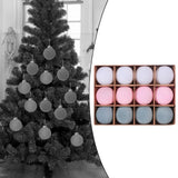 12x Christmas Tree Ball Ornaments Xmas Small Pendants for Decor Wedding Home White pink  gray