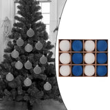 12x Christmas Tree Ball Ornaments Xmas Small Pendants for Decor Wedding Home White  blue