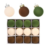 12x Christmas Tree Ball Ornaments Xmas Small Pendants for Decor Wedding Home Brown   green white