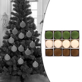 12x Christmas Tree Ball Ornaments Xmas Small Pendants for Decor Wedding Home Brown   green white