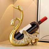 Wine Bottle Holder Modern Swan Sculpture for Creative Home Wine Lovers Gifts Gold