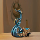 Wine Bottle Holder Modern Swan Sculpture for Creative Home Wine Lovers Gifts Blue