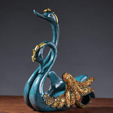 Wine Bottle Holder Modern Swan Sculpture for Creative Home Wine Lovers Gifts Blue