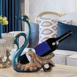 Wine Bottle Holder Modern Swan Sculpture for Creative Home Wine Lovers Gifts Blue