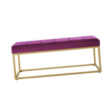 Modern Tufted Channel Entryway Bench Emerald Velvet Upholstered End of Bed