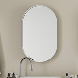 20x34 Inch Oval Recessed Medicine Cabinet, Metal Bathroom Wall