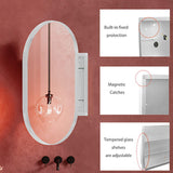 20x34 Inch Oval Recessed Medicine Cabinet, Metal Bathroom Wall