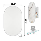 20x34 Inch Oval Recessed Medicine Cabinet, Metal Bathroom Wall