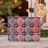 12Pcs Xmas Tree Hanging Decorations 2.4inch Flocked Christmas Ball Ornaments Pink Gray