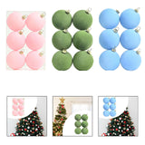 6Pcs Flocked Christmas Ball Ornaments 6cm Anniversary Velvet Christmas Balls Pink