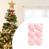 6Pcs Flocked Christmas Ball Ornaments 6cm Anniversary Velvet Christmas Balls Pink