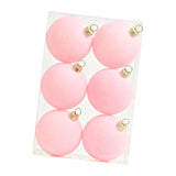 6Pcs Flocked Christmas Ball Ornaments 6cm Anniversary Velvet Christmas Balls Pink