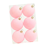 6Pcs Flocked Christmas Ball Ornaments 6cm Anniversary Velvet Christmas Balls Pink