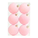 6Pcs Flocked Christmas Ball Ornaments 6cm Anniversary Velvet Christmas Balls Pink