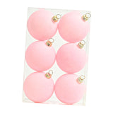 6Pcs Flocked Christmas Ball Ornaments 6cm Anniversary Velvet Christmas Balls Pink