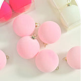 6Pcs Flocked Christmas Ball Ornaments 6cm Anniversary Velvet Christmas Balls Pink