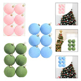 6Pcs Flocked Christmas Ball Ornaments 6cm Anniversary Velvet Christmas Balls Pink