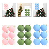 6Pcs Flocked Christmas Ball Ornaments 6cm Anniversary Velvet Christmas Balls Pink