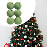 6Pcs Flocked Christmas Ball Ornaments 6cm Anniversary Velvet Christmas Balls Green