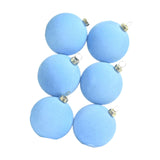 6Pcs Flocked Christmas Ball Ornaments 6cm Anniversary Velvet Christmas Balls Blue