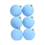 6Pcs Flocked Christmas Ball Ornaments 6cm Anniversary Velvet Christmas Balls Blue