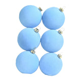 6Pcs Flocked Christmas Ball Ornaments 6cm Anniversary Velvet Christmas Balls Blue