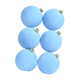 6Pcs Flocked Christmas Ball Ornaments 6cm Anniversary Velvet Christmas Balls Blue