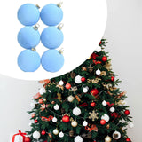 6Pcs Flocked Christmas Ball Ornaments 6cm Anniversary Velvet Christmas Balls Blue