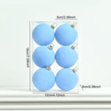 6Pcs Flocked Christmas Ball Ornaments 6cm Anniversary Velvet Christmas Balls Blue