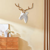 Deer Head Wall Hanging Ornament Gift Housewarming Collection Resin Sculpture White