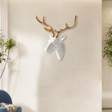 Deer Head Wall Hanging Ornament Gift Housewarming Collection Resin Sculpture White