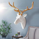 Deer Head Wall Hanging Ornament Gift Housewarming Collection Resin Sculpture White